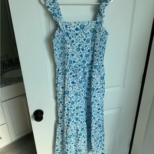 Draper James Blue and White Floral Midi Dress